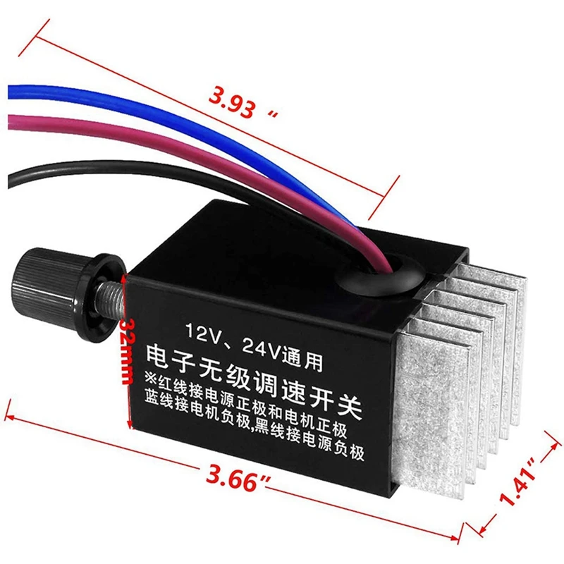 3Pc Motor Speed Regulator DC 12V/24V 10 A Motor Speed Controller Switch For Car Truck Fan Heater Control