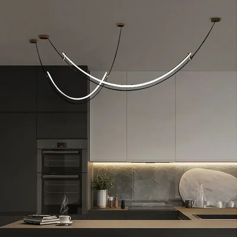 

Nordic Modern Home Decoration Hanging Chandelier Lustre Minimalist Line Design Led Lights Living Dining Hotel Salon Chandeliers