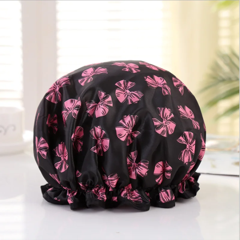 Thick 1Pcs Waterproof Bath Hat Double Layer Shower Hair Cover Women Supplies Shower Cap Bathroom Accessories