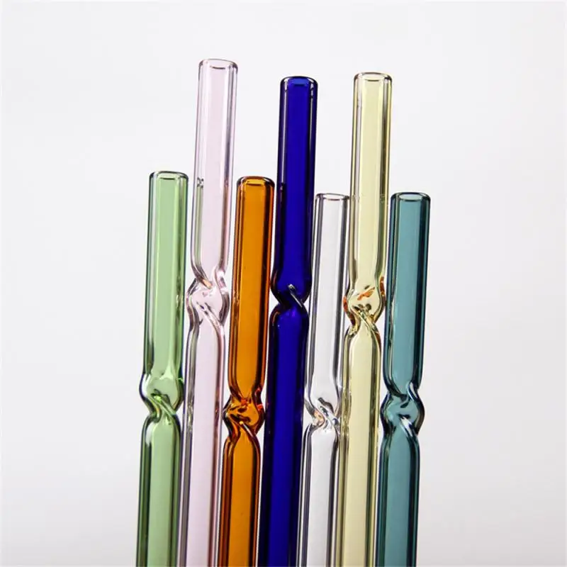 Transparent Straw Beverage Accessories Stirring Rod Fruit Juice Milk Tea Beverage Glass Straw Glass High Borosilicate Curved