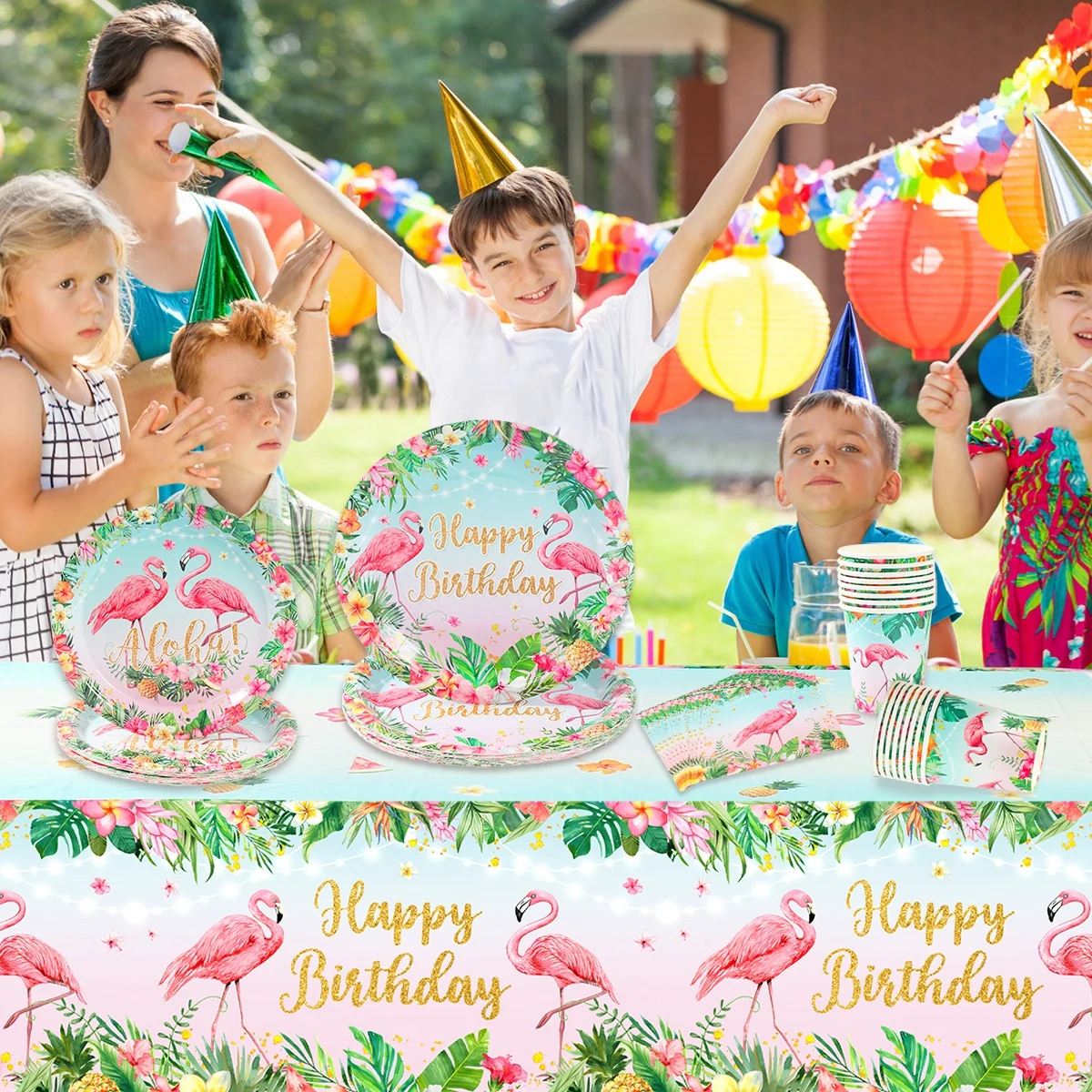 Hawaii Party stoviglie Tropical Hawaii decorazioni per feste piatti di carta Flamingo Kids Summer Baby Shower forniture per feste di compleanno