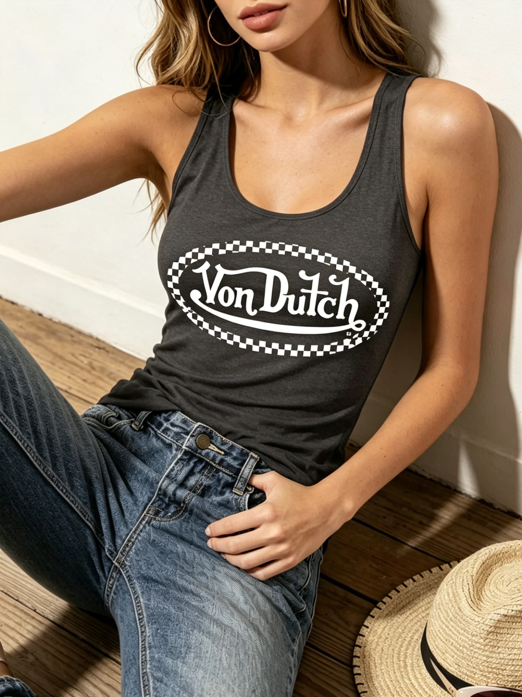 Damen Y2K American Street Retro-Style Tanktop mit Karomuster, für den Sommersport – Detail 3