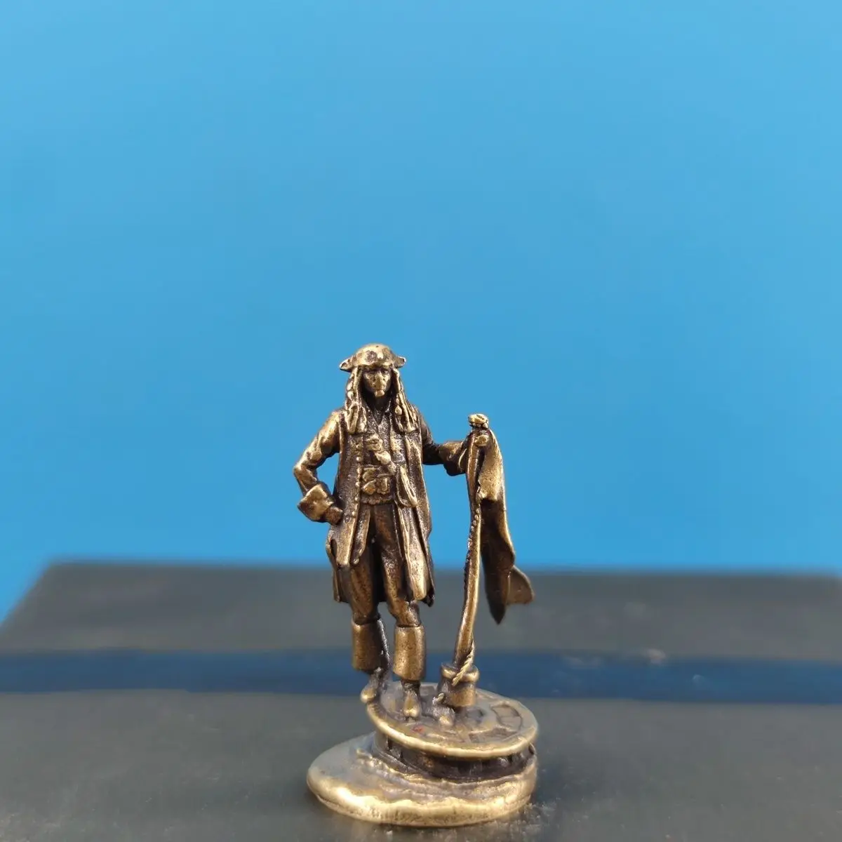 Brass Captain Pirate Miniature Figurine Diorama Toy Model Ornament Paintable