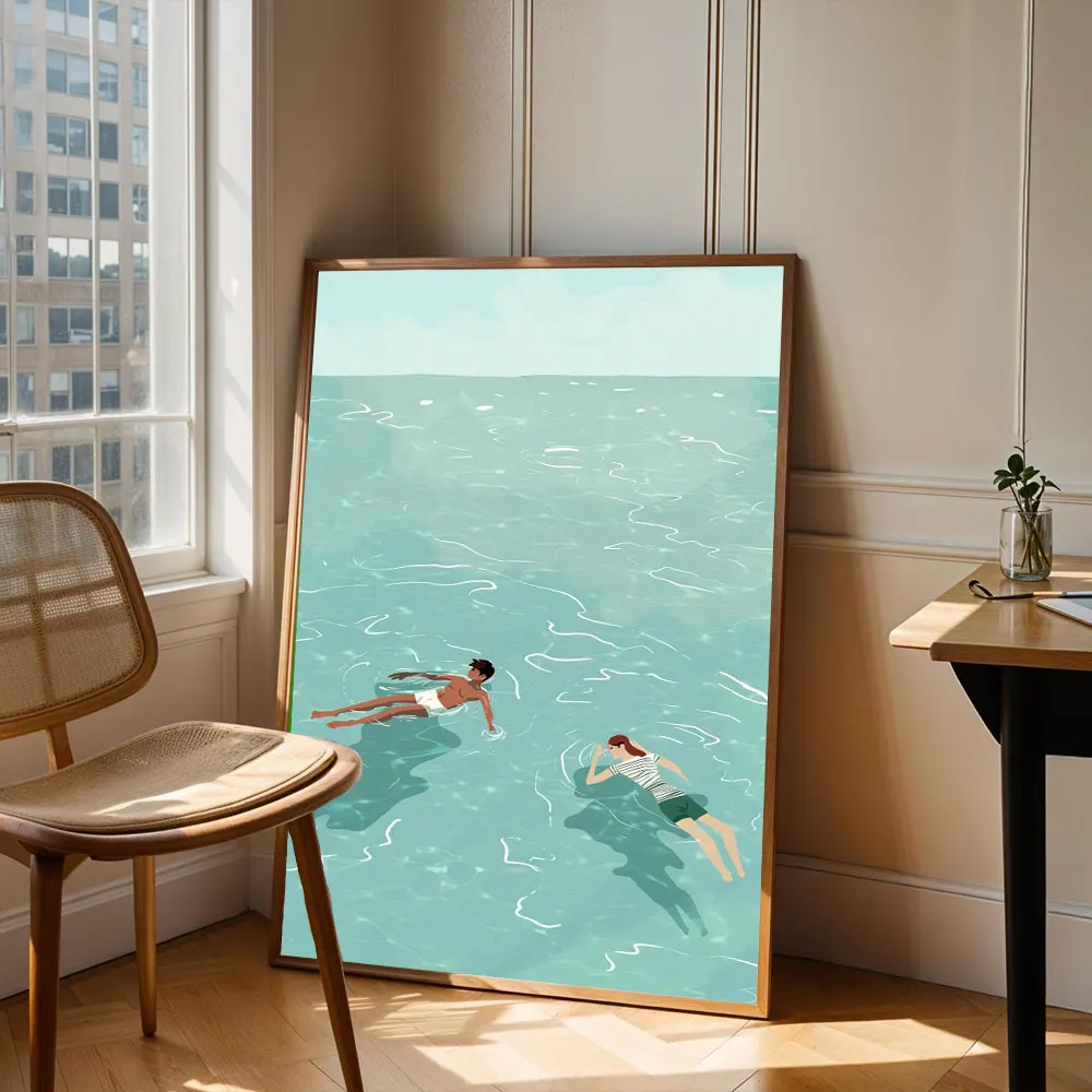 1pc frameless Summer Beach Bondi Icebergs swimming pool Poster Canvas Print Painting Wall Art Bedroom Study Studio Living Room H