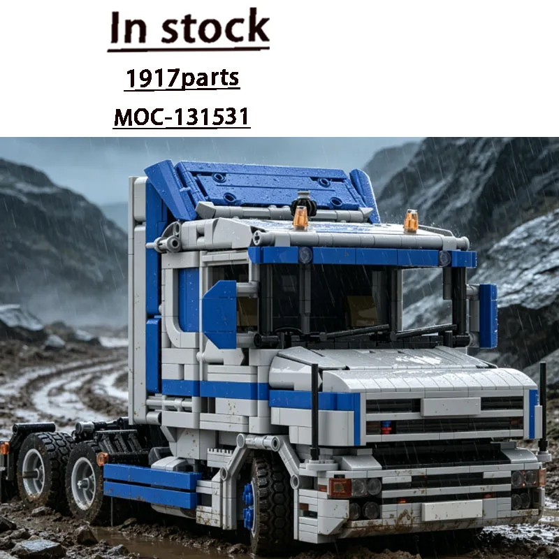 Building Block Model MOC-131531 Street Transport Flat-Front Semi-Trailer Truck 1917 Parts Birthday Christmas Custom Toy Gift