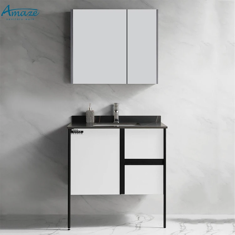 Modern Customize Bathroom Furniture Plywood Floor Standing Bathroom Sink Vanity Cabinet With Mirror