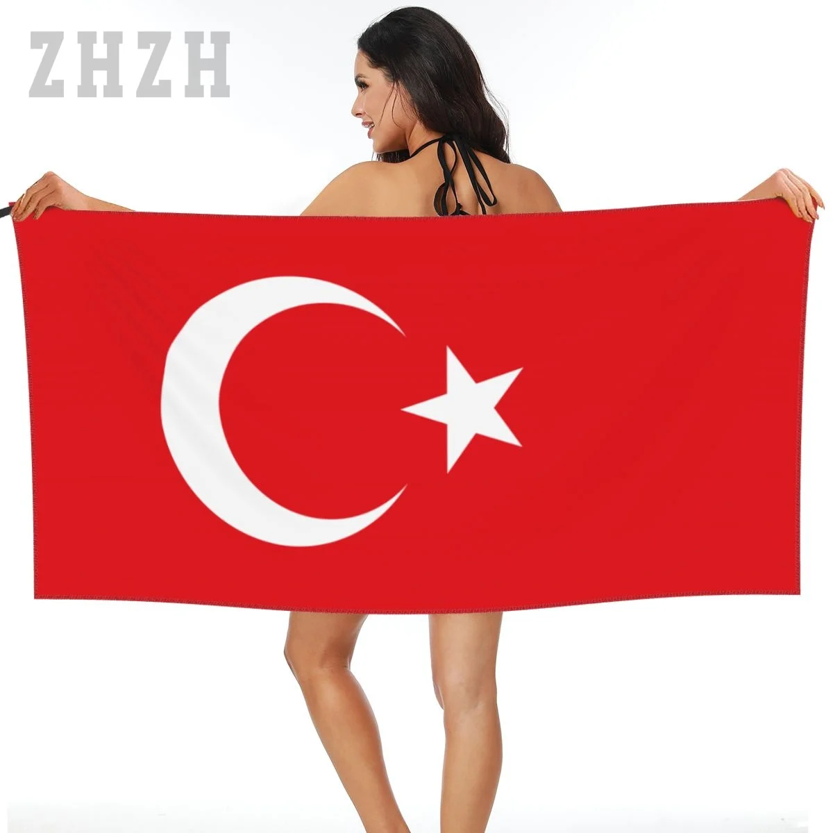 More Design Turkey Turkiye Flag Emblem Bath Towel Quick dry Microfiber Absorbing Soft Water Breathable Beach Swimming Bathroom