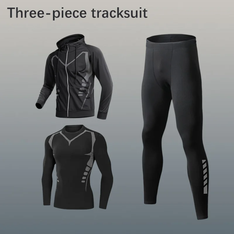Men's running tracksuit gym clothes spring quick-drying tight-fitting running training suit spring and autumn cycling outfit