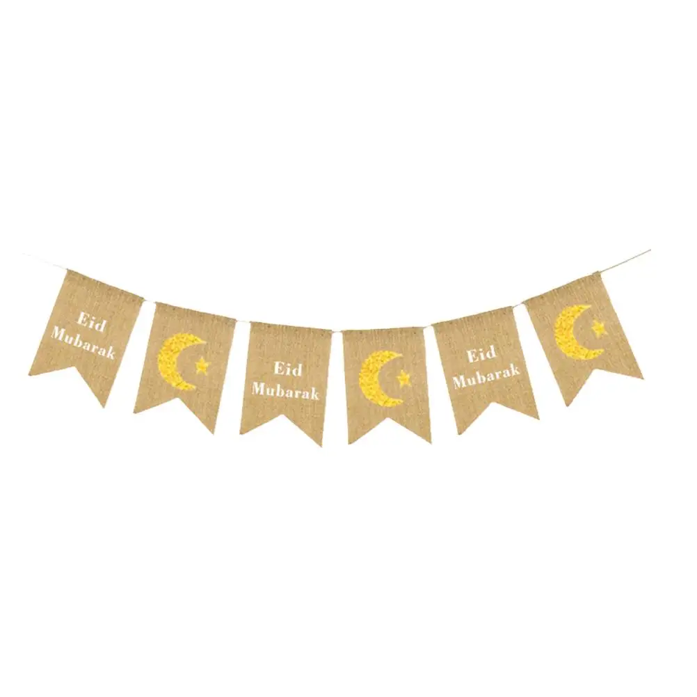 

Eid Mubarak Banner Party Decoration Holiday Bunting Linen Supply Home Celebration Flag nament Muslim Festive cheerful Atmosphere