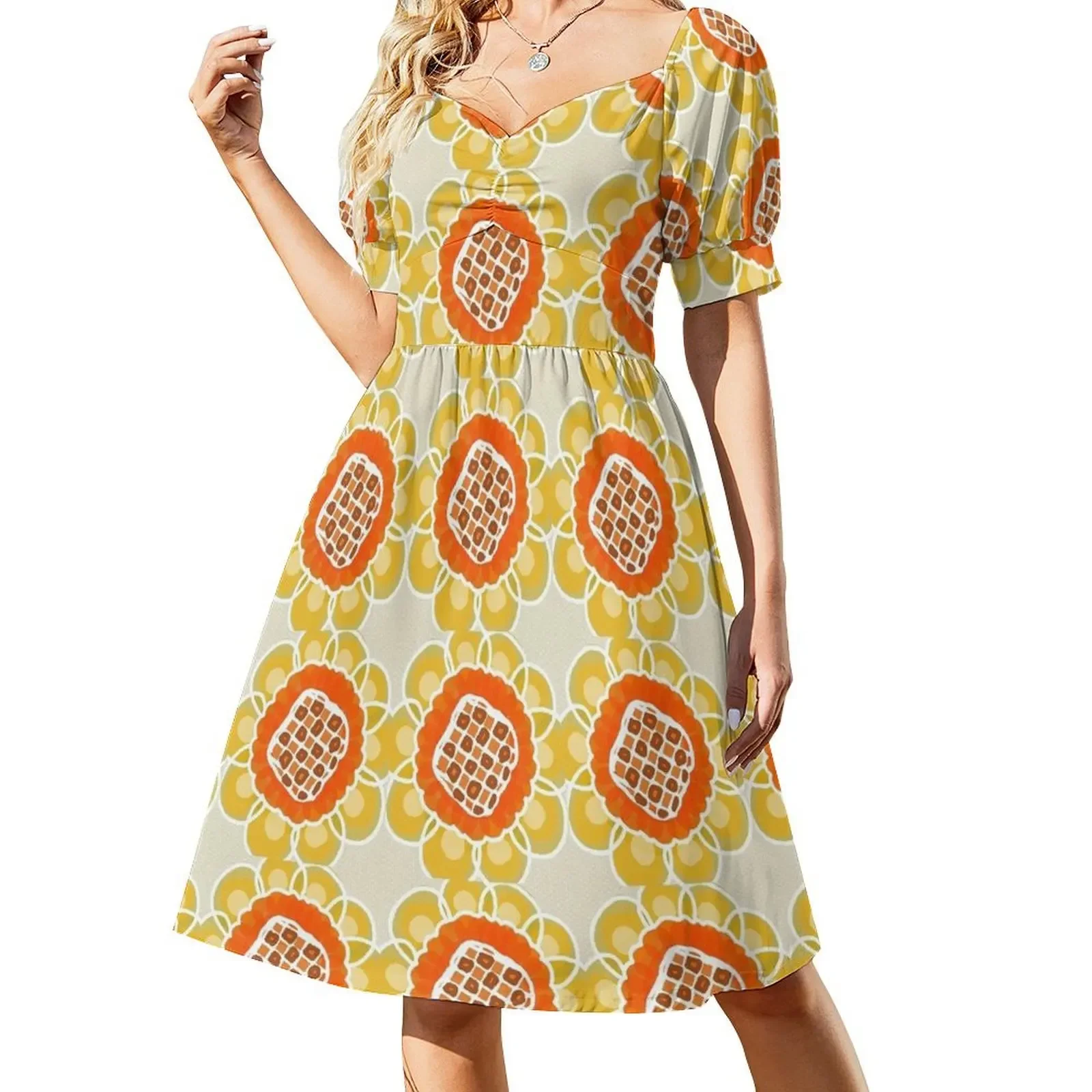 

Floodle Retro sunflower Dress summer woman dress 2024 elegant women's sets clothes daily