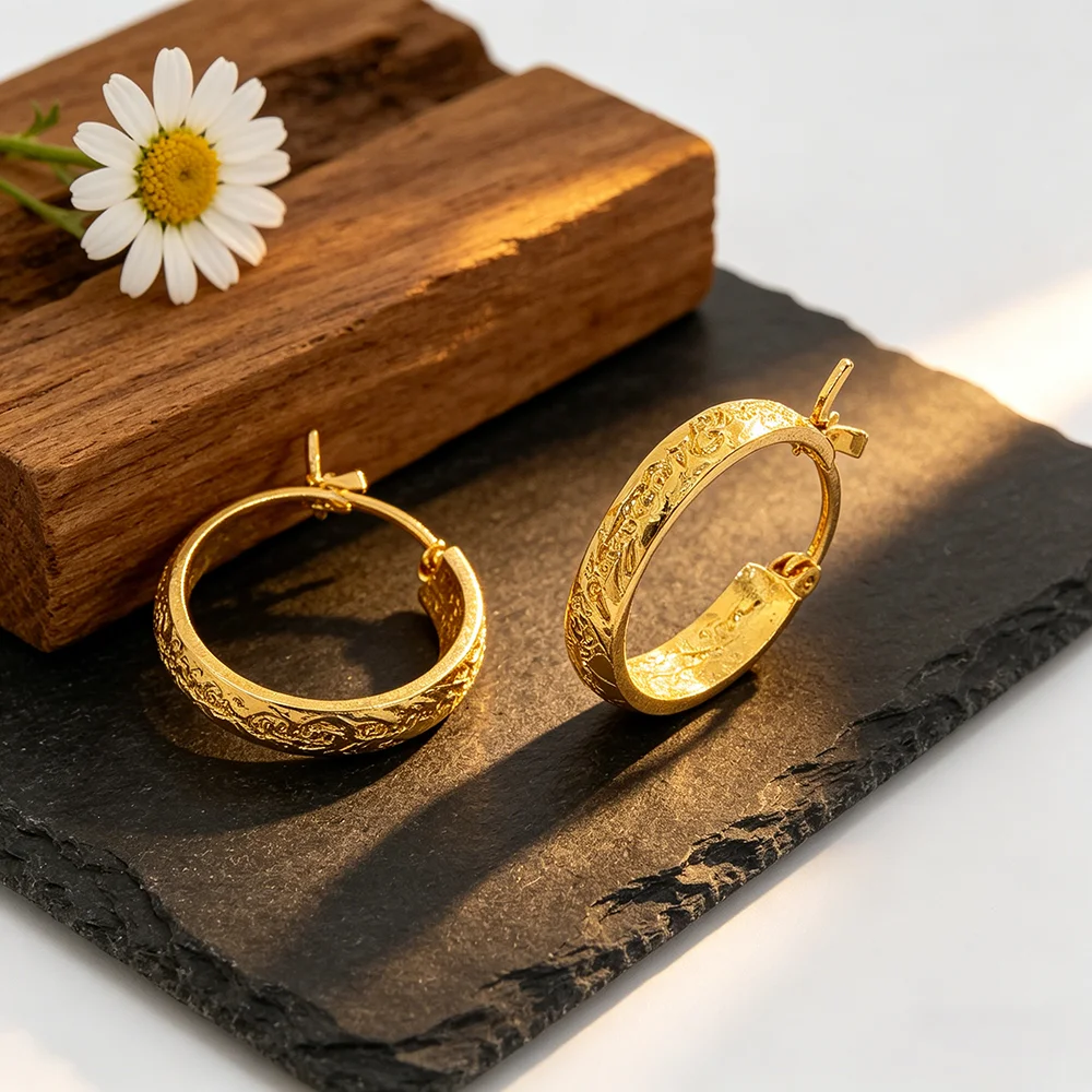 Pendientes de Aro con Diseño del Anillo Único en Estilo Élfico, Chapados en Oro, Joyería de Moda para Mujer, Accesorio de Cosplay de Verano, Inspirado en El Señor de los Anillos