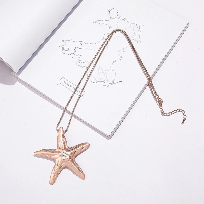 Geometrische Seestern Pullover Kette Legierung Weibliche Persönlichkeit High-end-Mode OL Lange Halsketten Schmuck – Detail 8