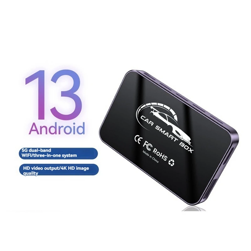 CarPlay AI Box 2G+16G Car Smart Box Android 13 Wireless Carplay Android Auto Adapter with -Compatible Video Output-A51M