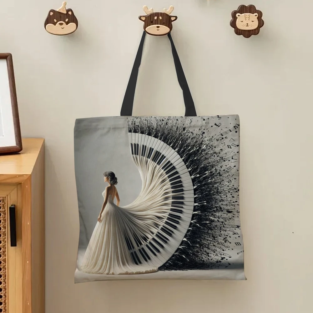 

4 шт. льняная большая сумка большой емкости для девочек-пианино