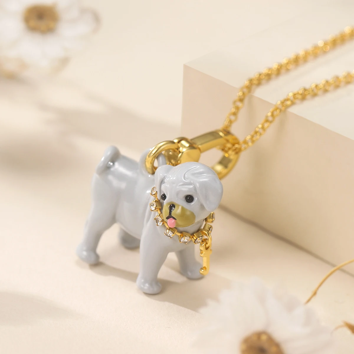 

1Pc Cute Enamel-glazed Grey Puppy Pendant,Exquisite And Cute Pet Necklace,Christmas Party Jewelry Keychain Pendant Decor Gift