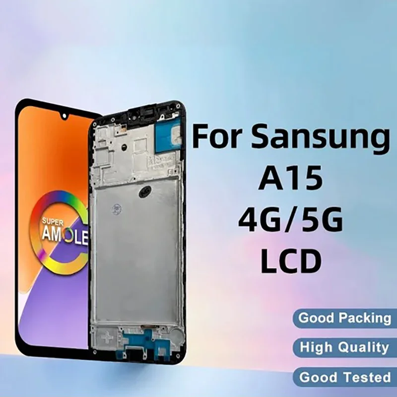 6.5 Inch Tested LCD Display Touch Screen Digitizer Assembly with Frame for Galaxy A15 4G SM-A155F 5G SM-A156B