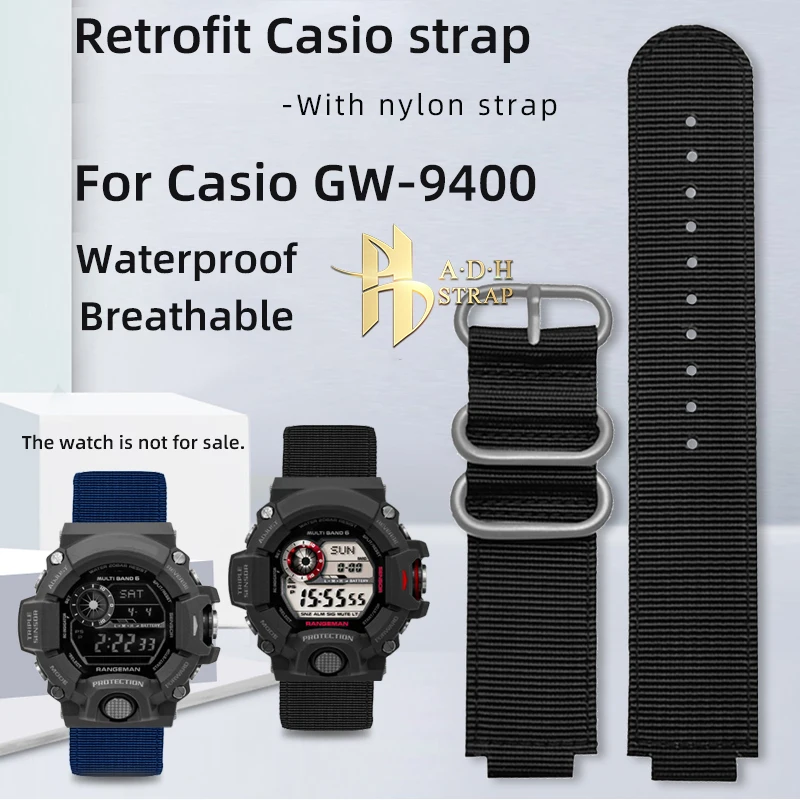 Woven Nylon Watch Strap For Casio G-shock Series Cat Man GW-9400 Watch Band Waterproof Bracelet 16mm Convex Interface for Men