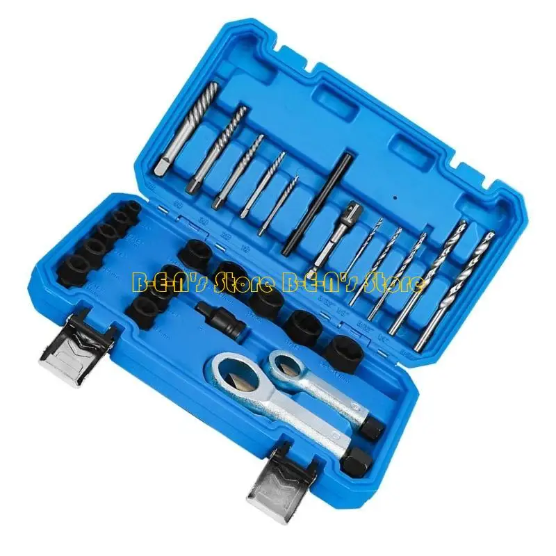 Y1AD 28Pcs Screw Extractors Nut Splitter Cracker Impact Nut Bolt Removal Drill Bit Bolt Extractor Tool For Damaged Screws