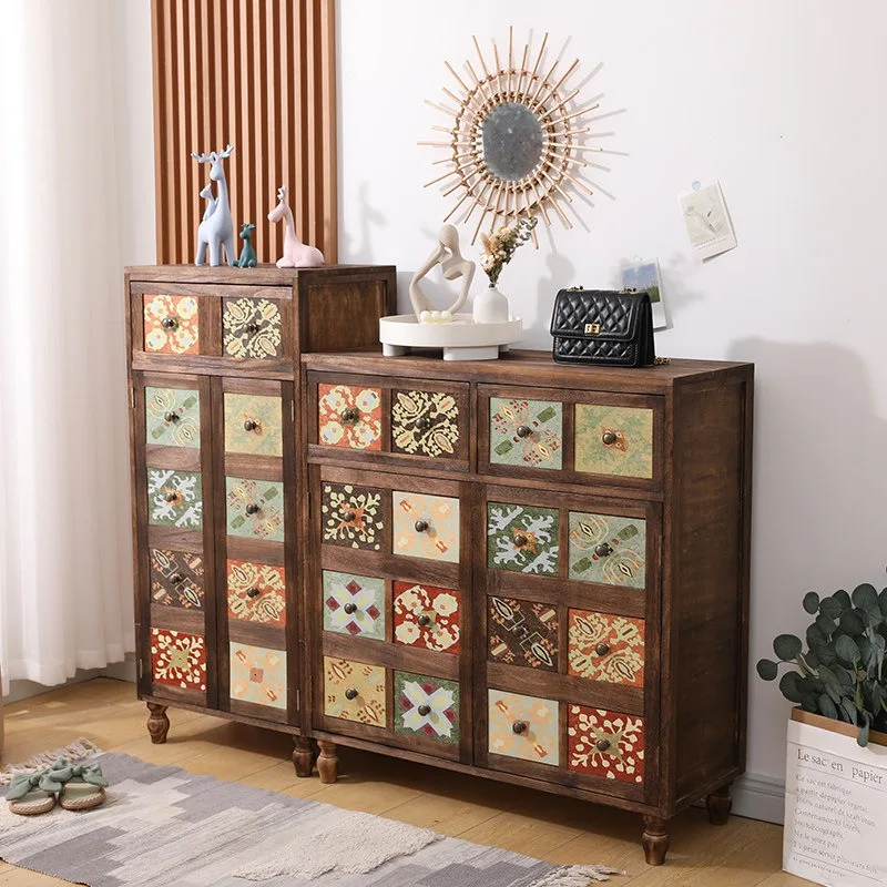 

Solid wood American retro door storage counter corridor locker