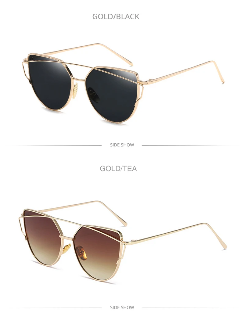 Klassische Cat Eye Damen Sonnenbrille Mode Metall Big Cateye Sonnenbrille weibliche stilvolle Sommerferien Sonnenbrillen – Detail 7