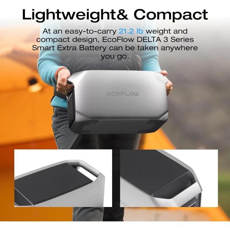 بطارية Delta 3 Series الذكية الإضافية، بطارية توسيع LiFePO4 بقدرة 1024 وات في الساعة لمحطة الطاقة Delta 2/Delta 3/Delta 3 Plus/D