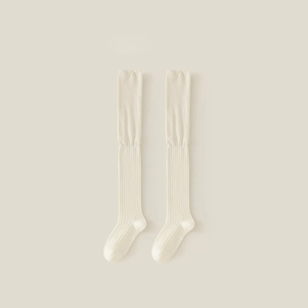 Nuevos calcetines hasta la rodilla de algodón puro Color sólido mantener caliente sobre la rodilla calcetines largos ajustados Otoño Invierno