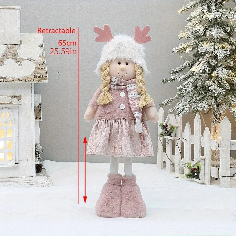 Festive Pink Christmas Boy Girls Telescopic Doll Christmas Decorations Home Christmas Decorations Gifts 2024 Navidad Party