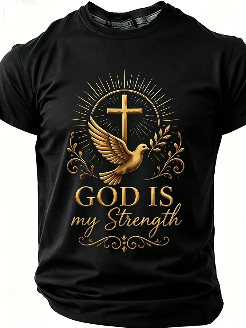 Men's Cross Dove Printed Tshirts Creative Novel Unique Bold Self Expressive Street Style Casual Versatile Summer Tops Gift