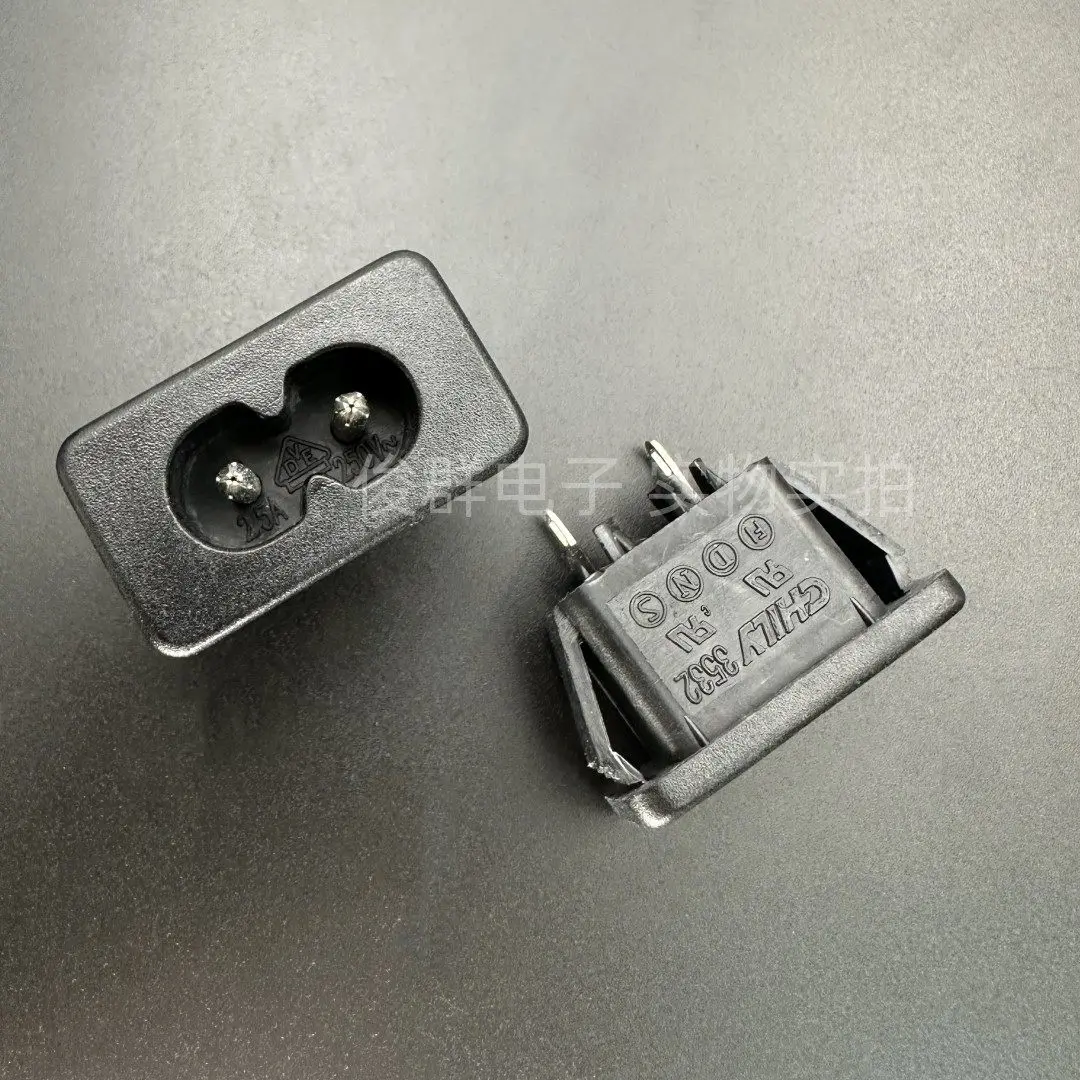 10pcs/Taiwan 3532 card type AC power socket 2.5A250V2 pin eight socket with buckle
