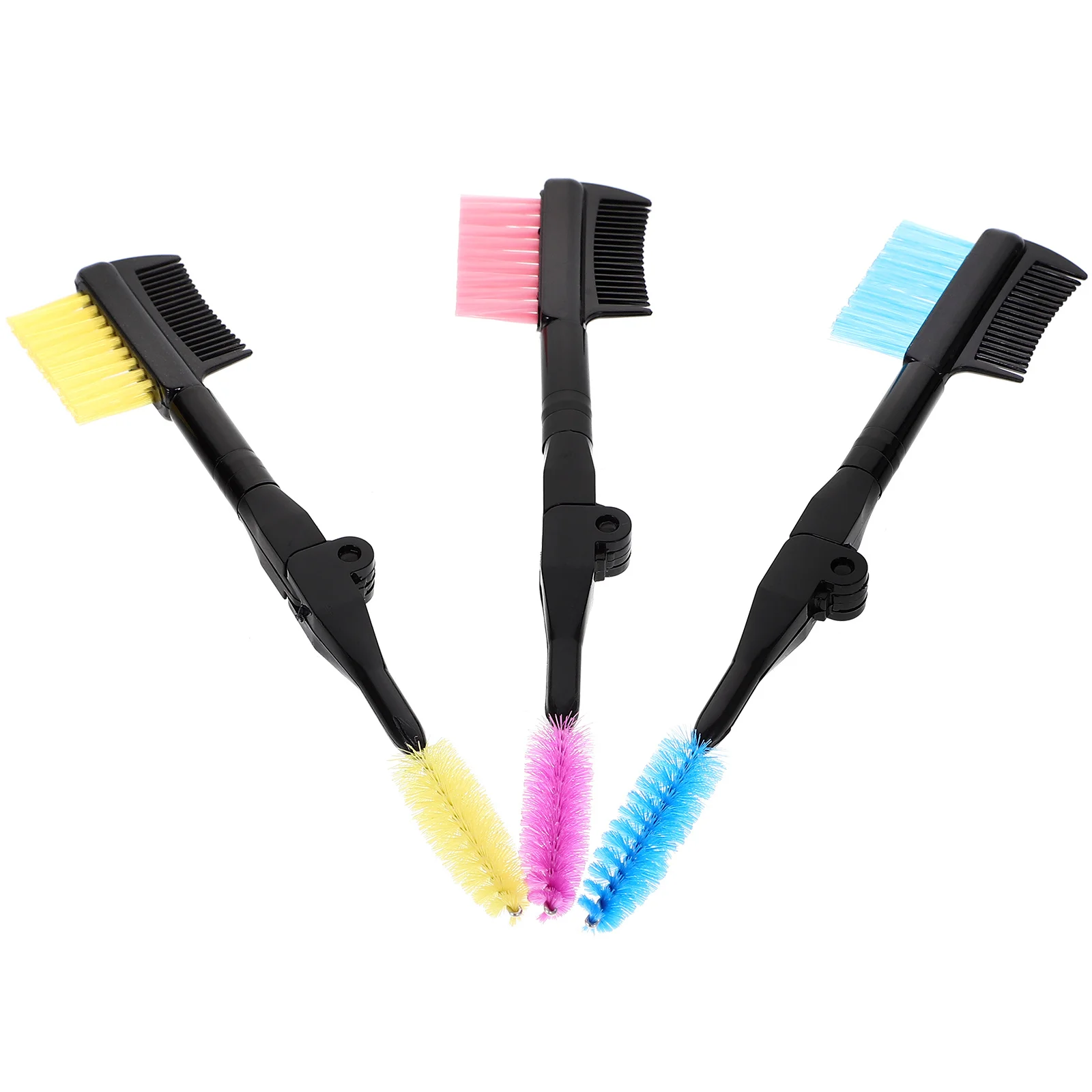 Peine para cejas plegable, rizador de pestañas de doble cabeza, herramienta de cuidado de cejas duradera portátil, cepillo de moda para mujeres y niñas, 3 uds.