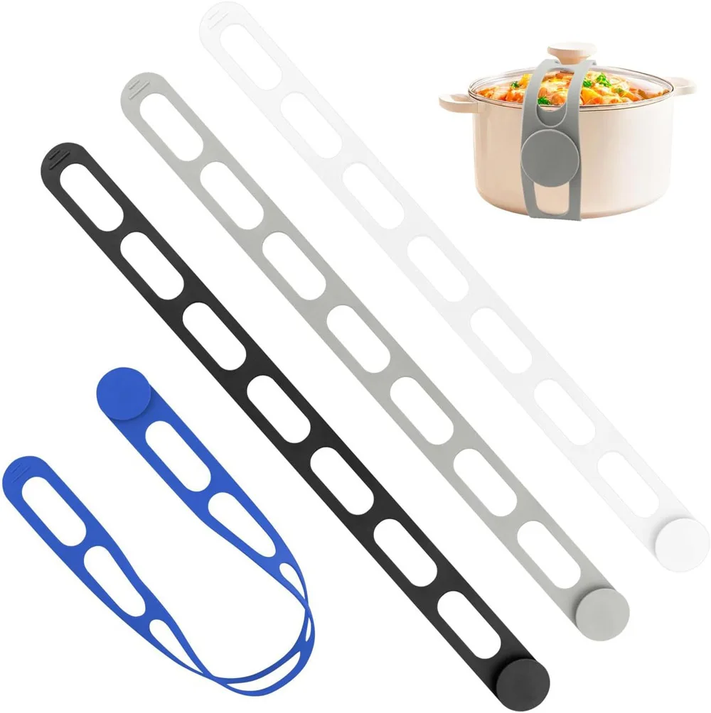 4Pcs Silicone Pot Lid Elastic Band Reusable Lunch Box Strap Holder Suitable Universal Clay Pots Curtains Bowls Latch Strap Ties