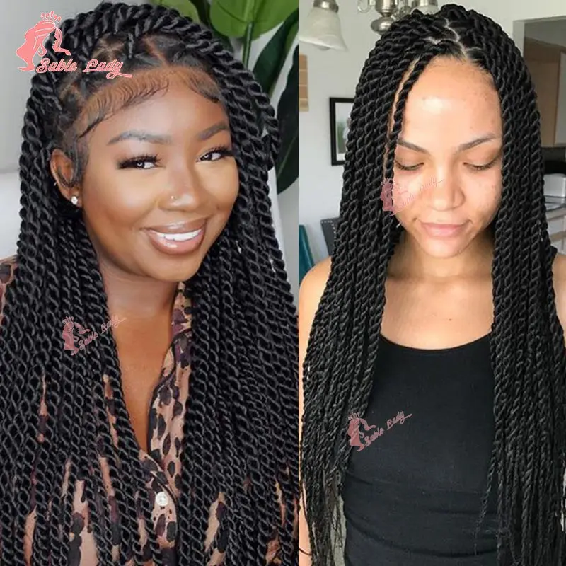 

Senegalese Twist Lace Front Braided Wigs For Black Women Synthetic Full Lace Braiding Wigs Pre Plucked Box Braids Passion Twists