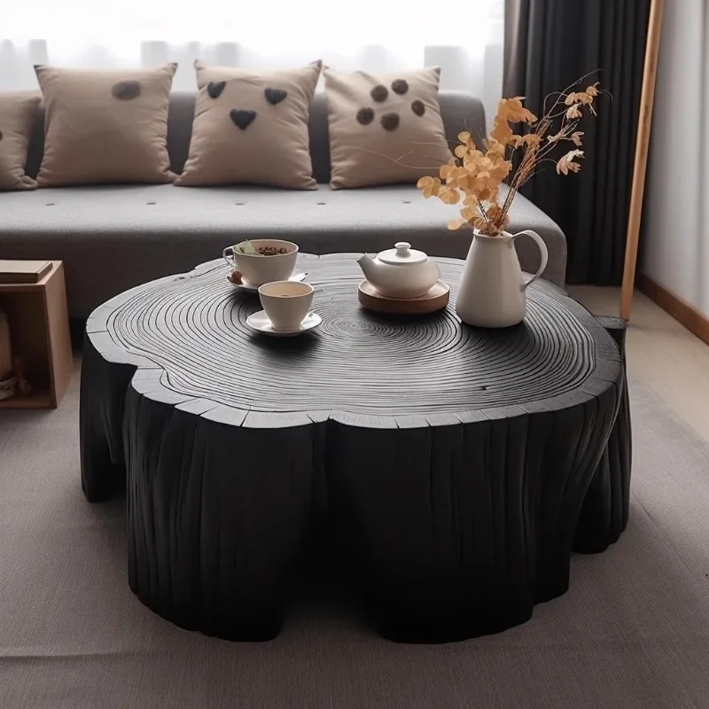 Großer Holz-Beistelltisch, Einfache Dekoration für Wohnzimmer, Luxuriöser Moderner Couchtisch, Stehender Kaffeetisch, Heimdekoration
