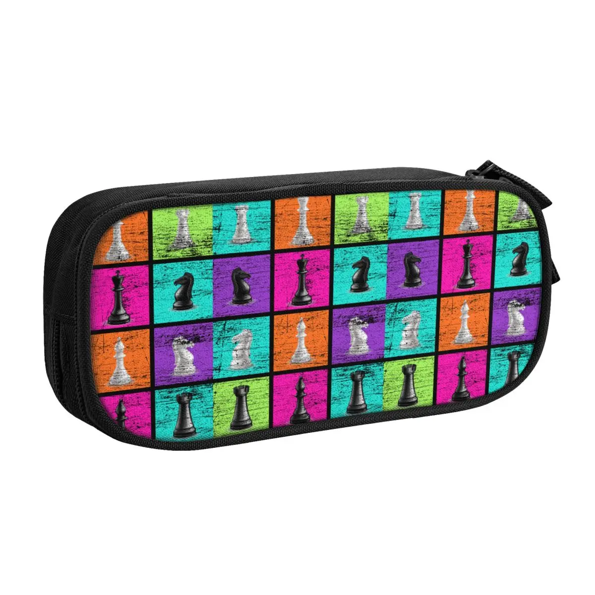 Retro Chessmen Chess Customized Cute Pencil Cases Boy Girl Large Storage Chessboard Game Pencil Bag Pouch Students Stationery