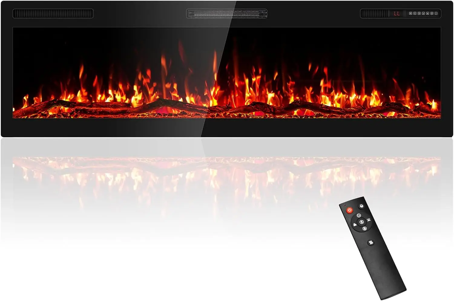 

60-дюймовый электрический камин, встраиваемый настенный, с широким экраном, ультраузкая рамка, HD, с эффектом пламени, бревна, топливная кровать, современный огонь P