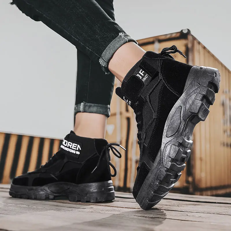 

Прочные мужские тактические тренировочные ботинки для занятий спортом на открытом воздухе, осень-зима 2024, износостойкие модные туфли с высоким берцем на шнуровке