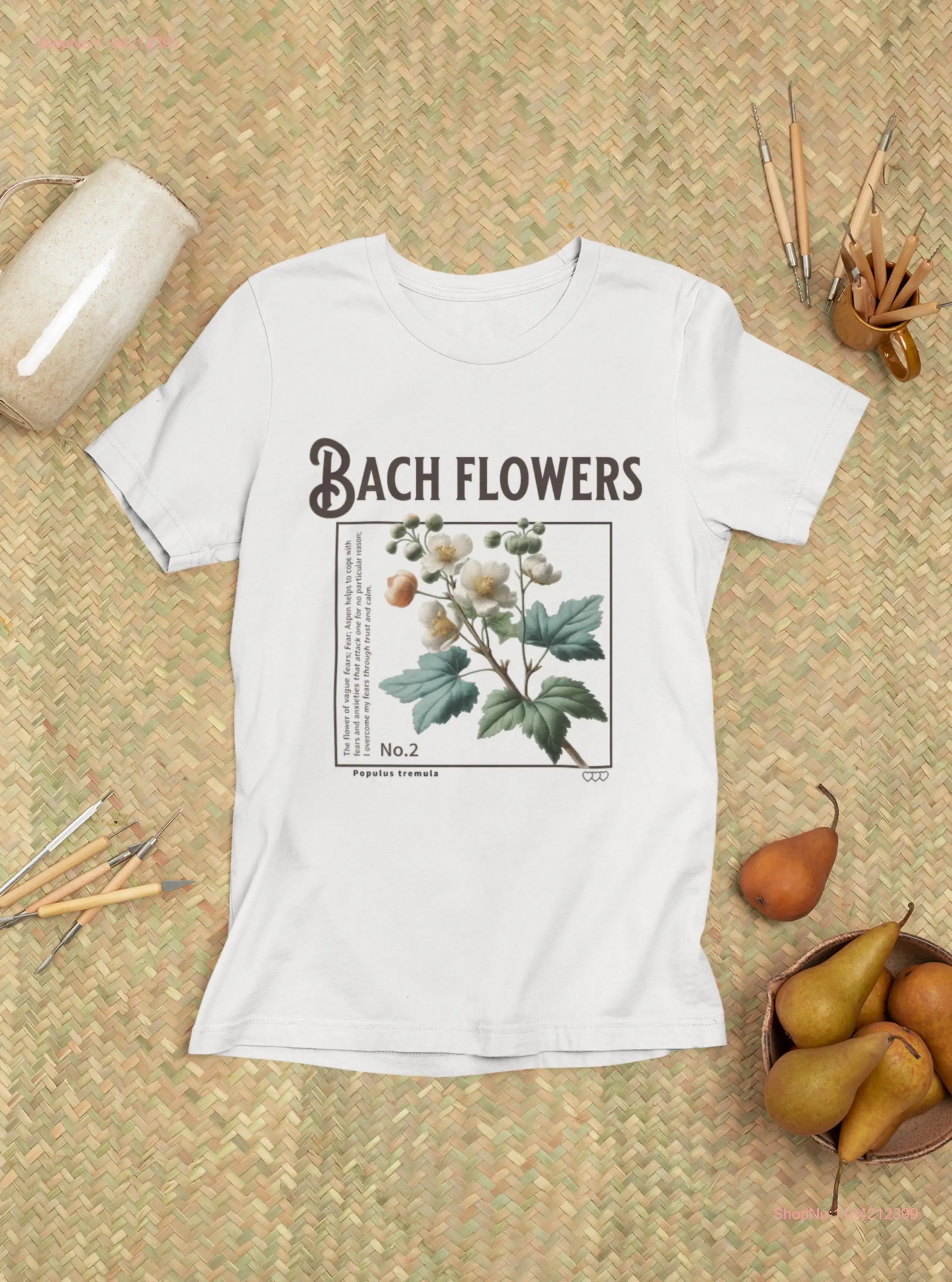 Bach Flower T Shirt Botanical Design with Aspen Inspiring Nature Clothing for Plant and Lovers long or short sleeves