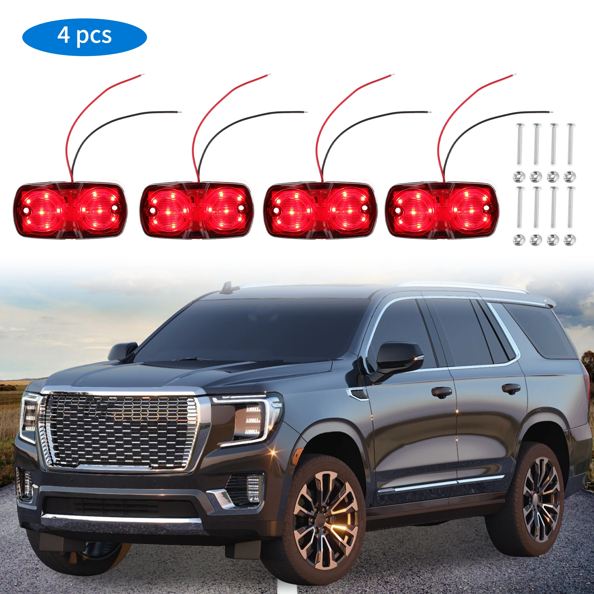 

Светодиодные боковые габаритные огни UXCELL, красные, для грузовиков, 4 шт., пластиковые, замена указателей поворота