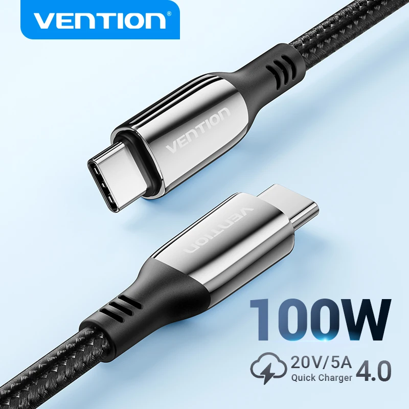 Vention 100W PD Cable Type C to USB C for MacBook Samsung Xiaomi PD100W 5A USB Type C Fast Charging Wire Mobile Phone USB C Cord