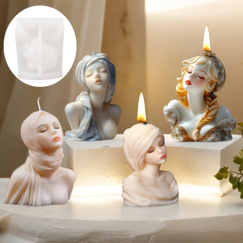 Princess Girl Aromatherapy Candle Silicone Mold Cute Girl Texture Candle Silicone Mould Gypsum Clay Epoxy Resin Silicone Molds