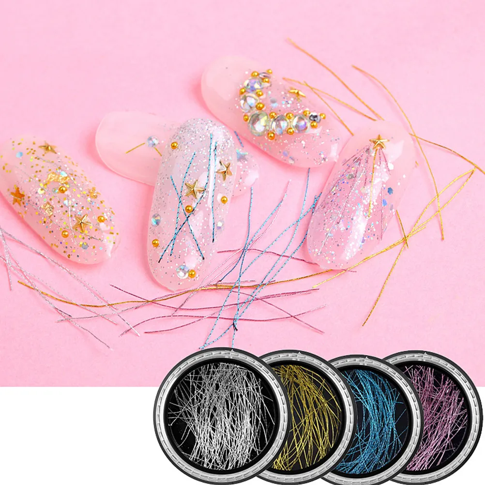

16 Boxes Nail Metal Wire Manicure Decorations Create Beautiful Designs At Home Nail Striping Tape Manicure Threads
