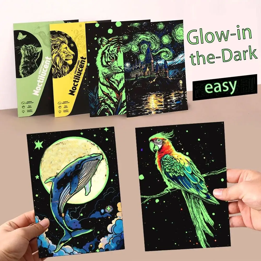 الإبداعية ورقة خدش اللوحة ورقة كيت تأثير مضيئة DIY قوس قزح الفن بطاقات بريدية خدش تصميم مضيئة الفن مجموعة هدية