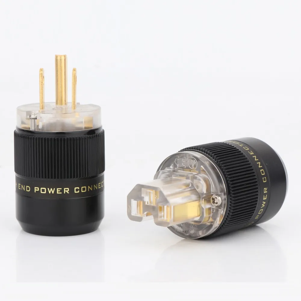 Paar P078T/C078T Messing Gold/Rhodiniert US-Version AC Netzstecker HiFi Audio Anschlüsse Adapter Jack Versorgung Stromkabel – Detail 2