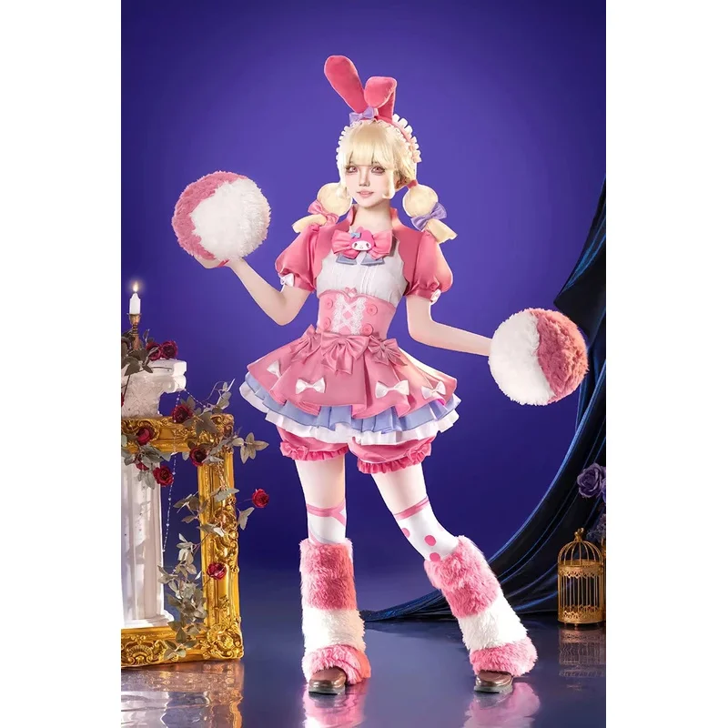 

DY20Game Identity V Cheerleader Costume Lily Barrier Cosplay Cute Pink Dress Wig Set Uniform Party Carnival Anime Role Play Suit