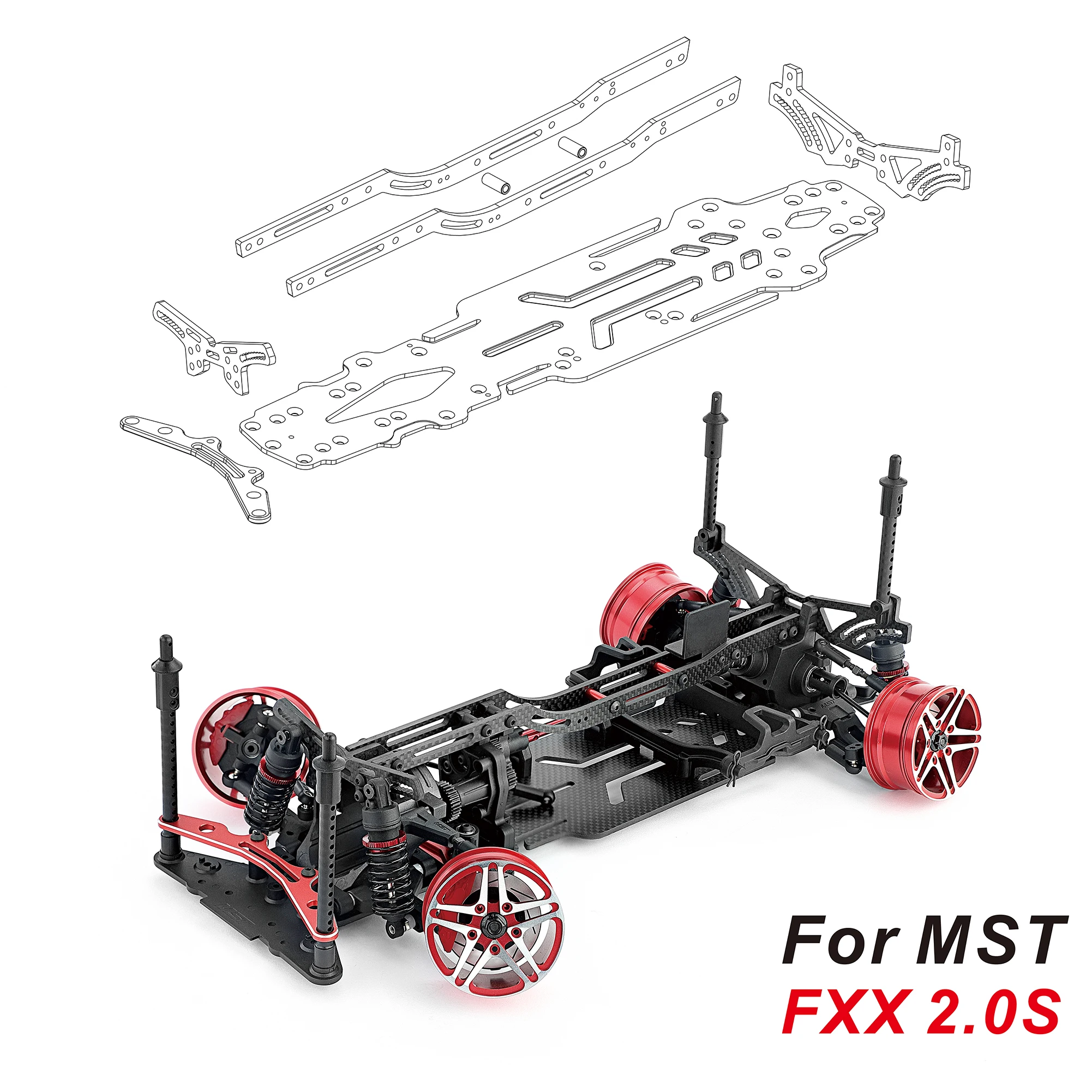 

High quality Carbon Fiber & Aluminum Upgrade Kit for For MST FXX2.0S 1:10 drift RC Car