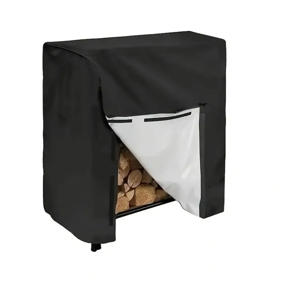 

1pc Black 210D Oxford Fabric Firewood Rack Cover - Durable Outdoor Wood Storage Protector, Dustproof (Rack Not Included)