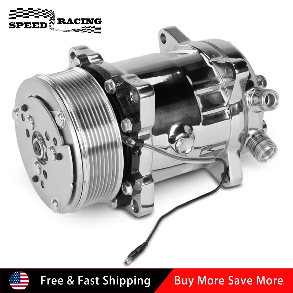 

HC5004C High Quality Aluminum A/C Compressor with Clutch For Sanden 508 Style 8-Groove Serpentine Belt Sliver AC-0331