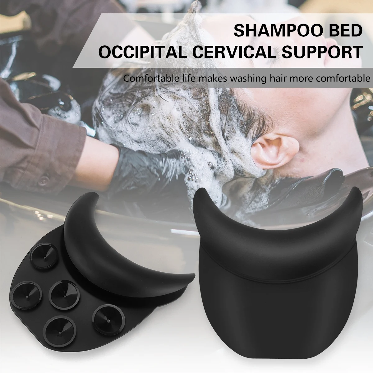 Anti-Slip Shampoo Neck Rest Silicone with Strong Suction Cups Ergonomic Cushion for Salon Sink Comfortable Hair Washing