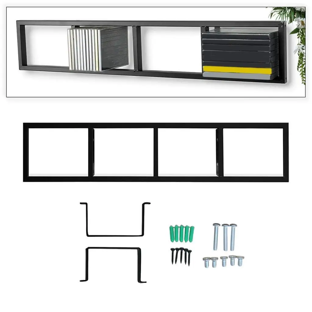 Metal CD DVD Wall Rack Storage Display Shelf Organizer for Library Home Office Video Game Holder