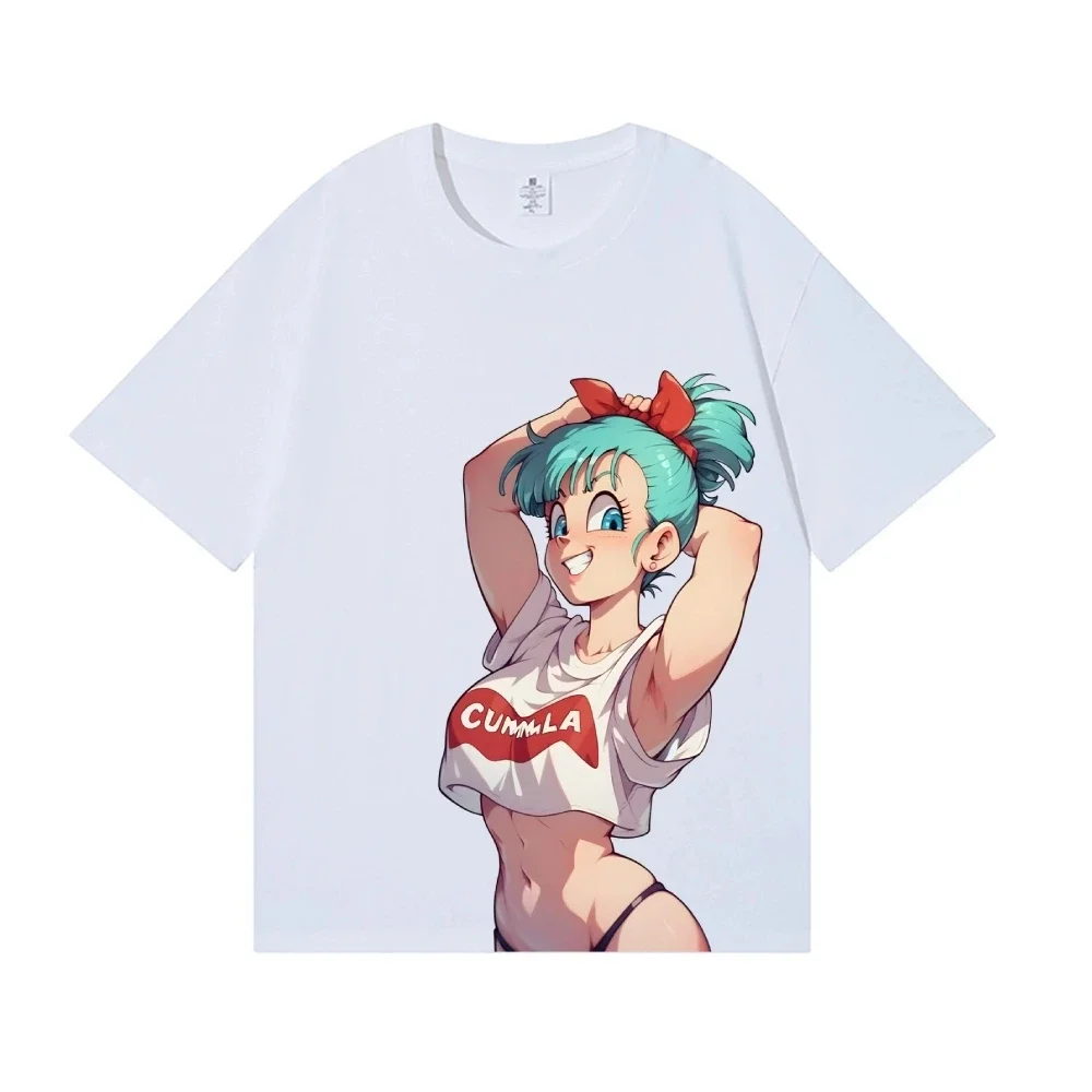 Dragon Ball Herren-Freizeit-T-Shirt – Sommerliches japanisches klassisches Bulma-Muster, hochwertiges, weiches und bequemes Kinderbekleidungsshirt – Detail 7
